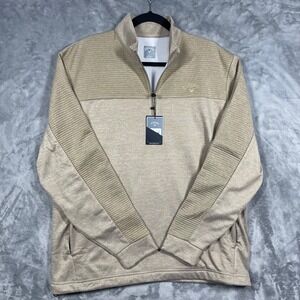 Callaway Mens Quarter Zip Pullover Beige Textured Golf Athletic Sweatshirt L New